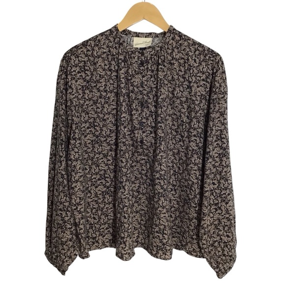 Universal Thread Floral Button Up Long  Sleeve Peasant Blouse Size L NWT - Picture 1 of 5